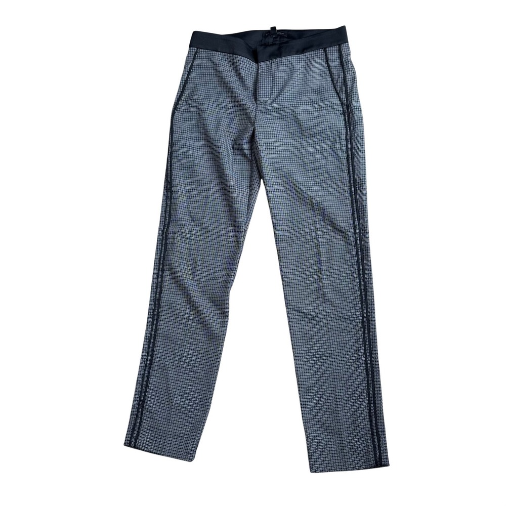 BANANA REPUBLIC Women's 0 Black White Jacquard Slim Tuxedo Stripe Pants Pockets